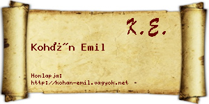 Kohán Emil névjegykártya